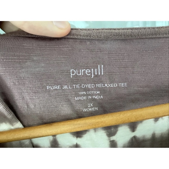 Pure Jill Tie Dyed Relaxed Tee Size 2X Mauve Short Sleeve Shirt 100% Cotton Soft - Picture 3 of 5